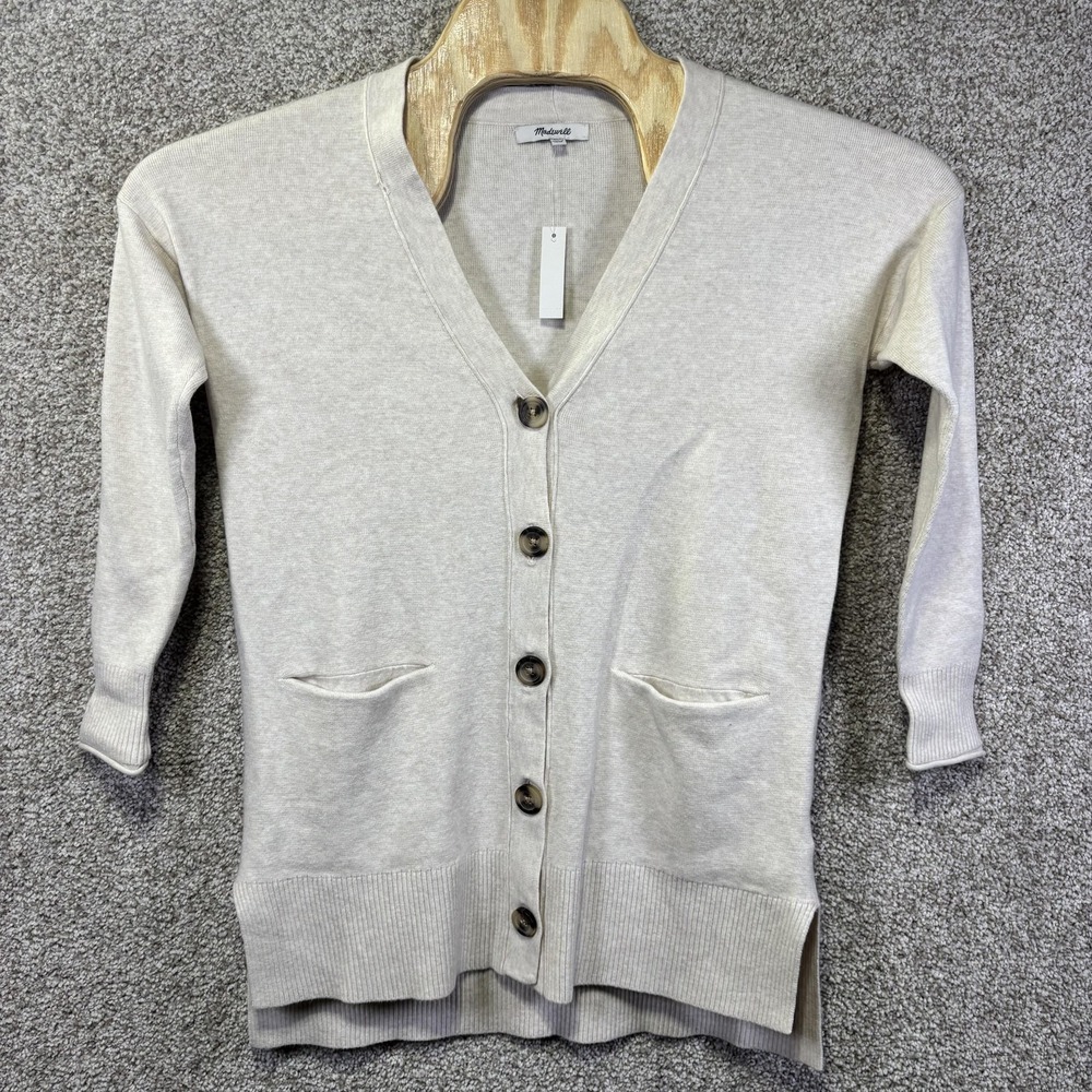 Madewell Womens Oatmeal Heather V-Neck Button Front Cardigan Sweater NB368 XXS